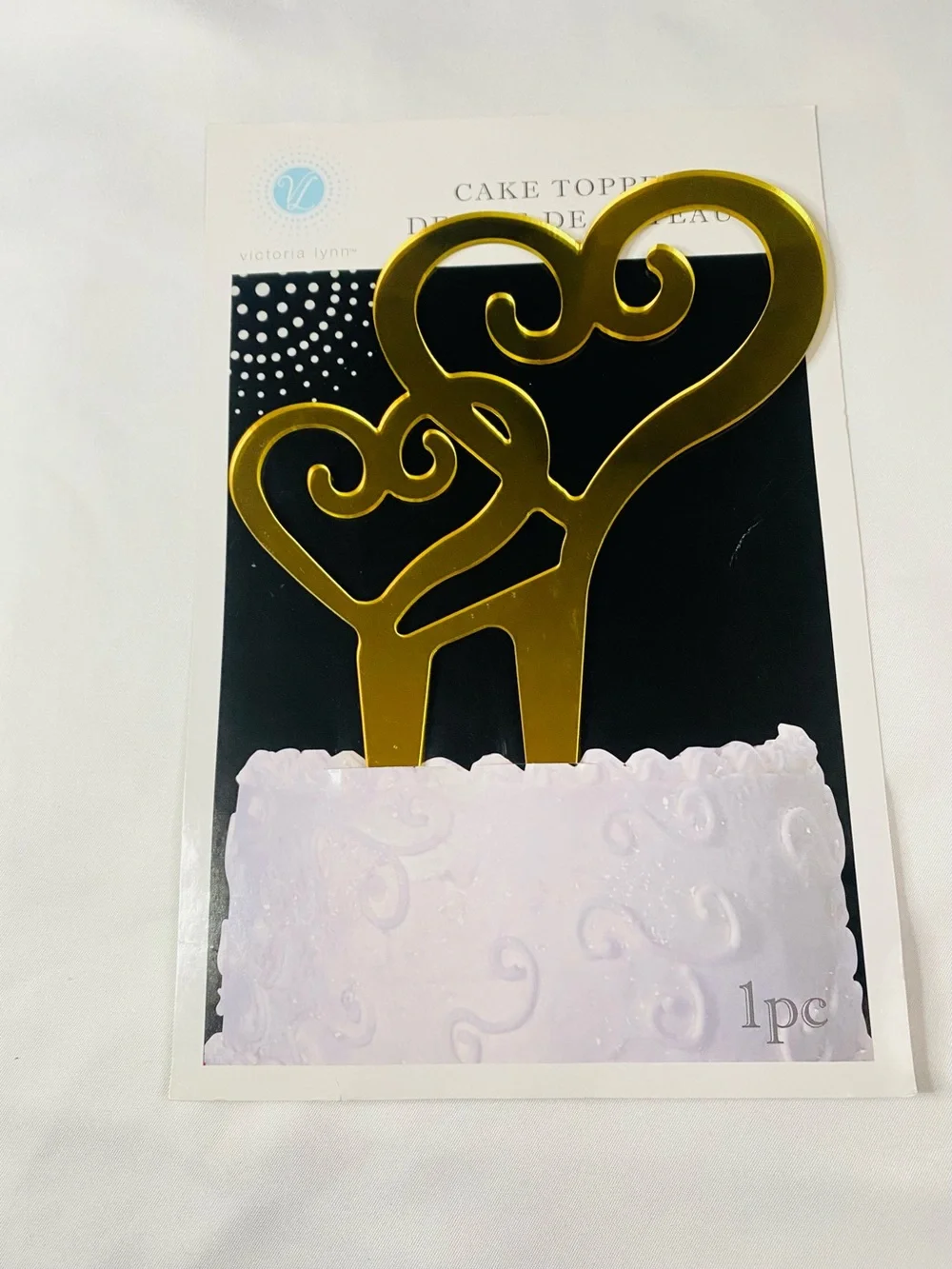 Victoria Lynn Gold Double Heart Cake Topper